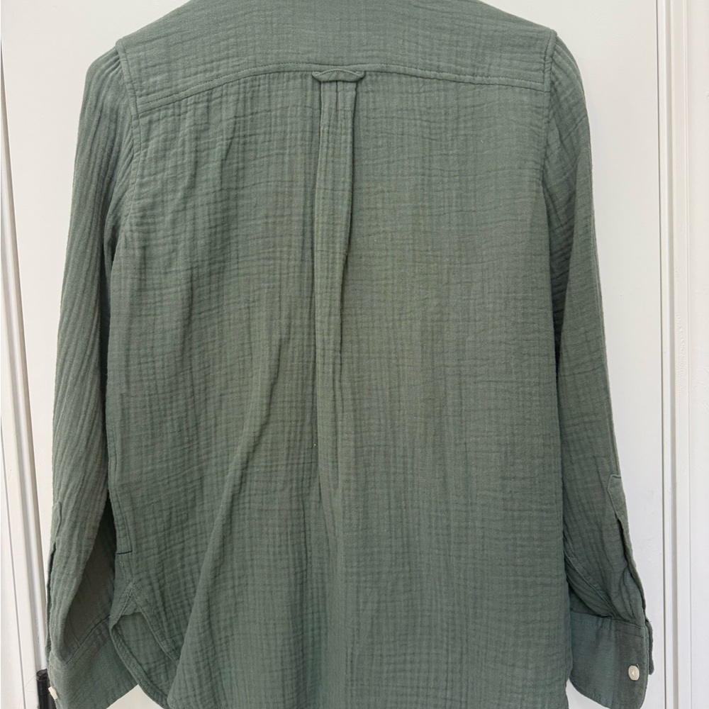 J. Crew Olive Button Down Double Gauze Shirt - Picture 4 of 4